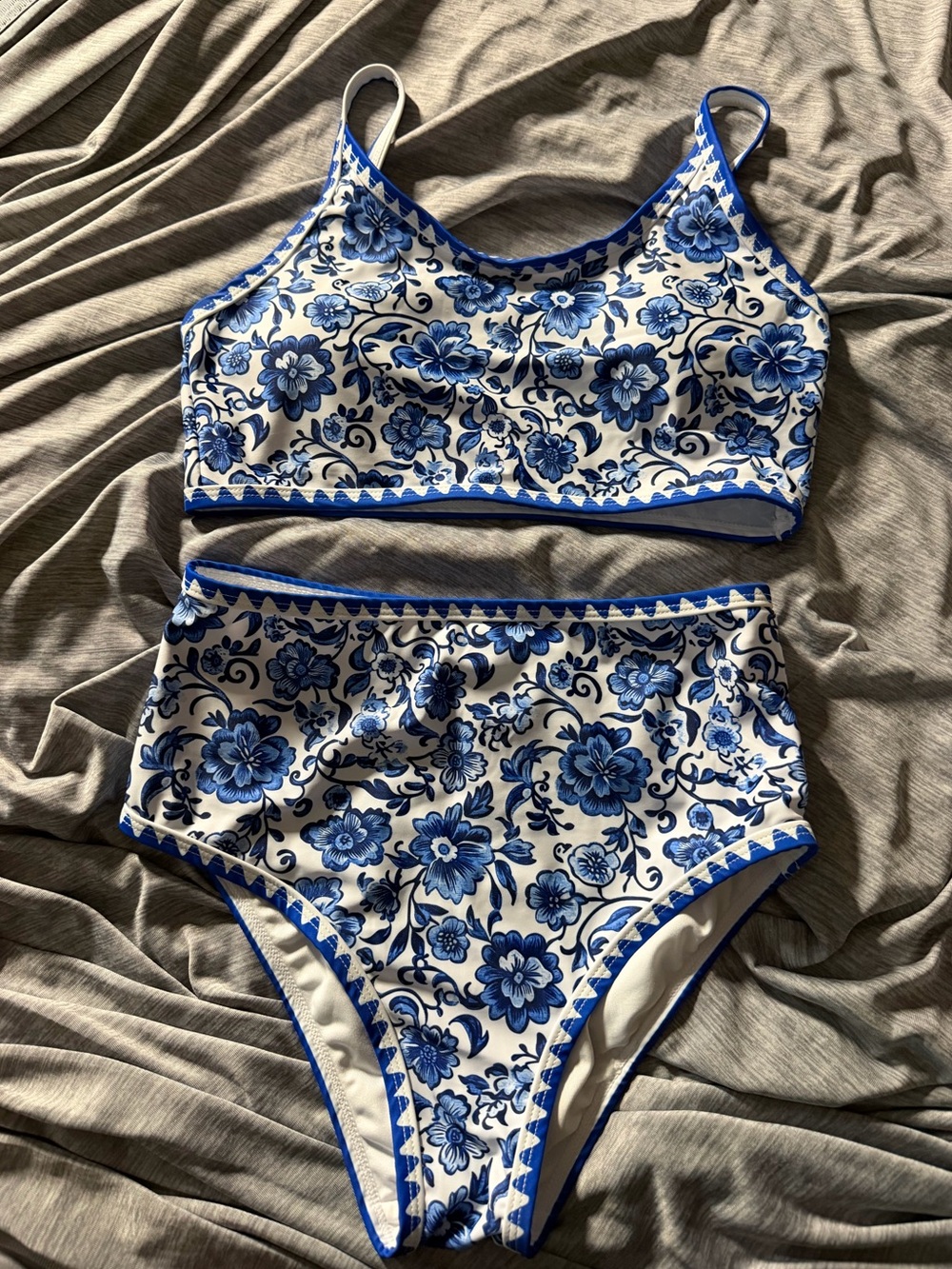 Youth Two Piece Swimsuit High Waisted Set Floral Print 13y